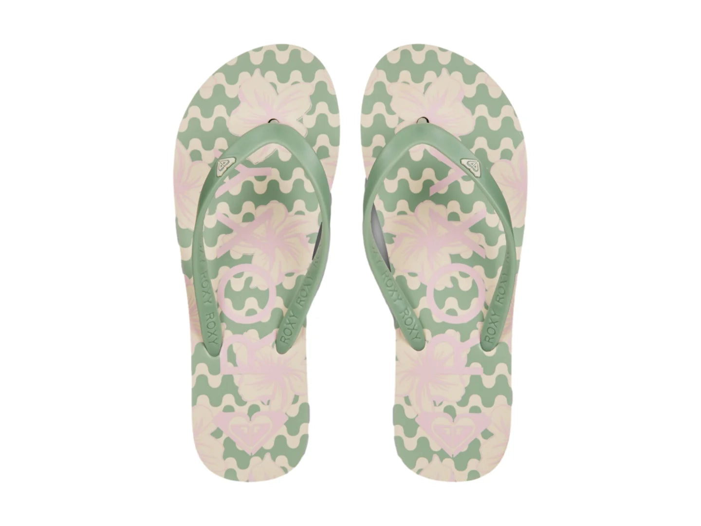 Sandalias Roxy Tahiti VII Verde y Rosa para Mujer
