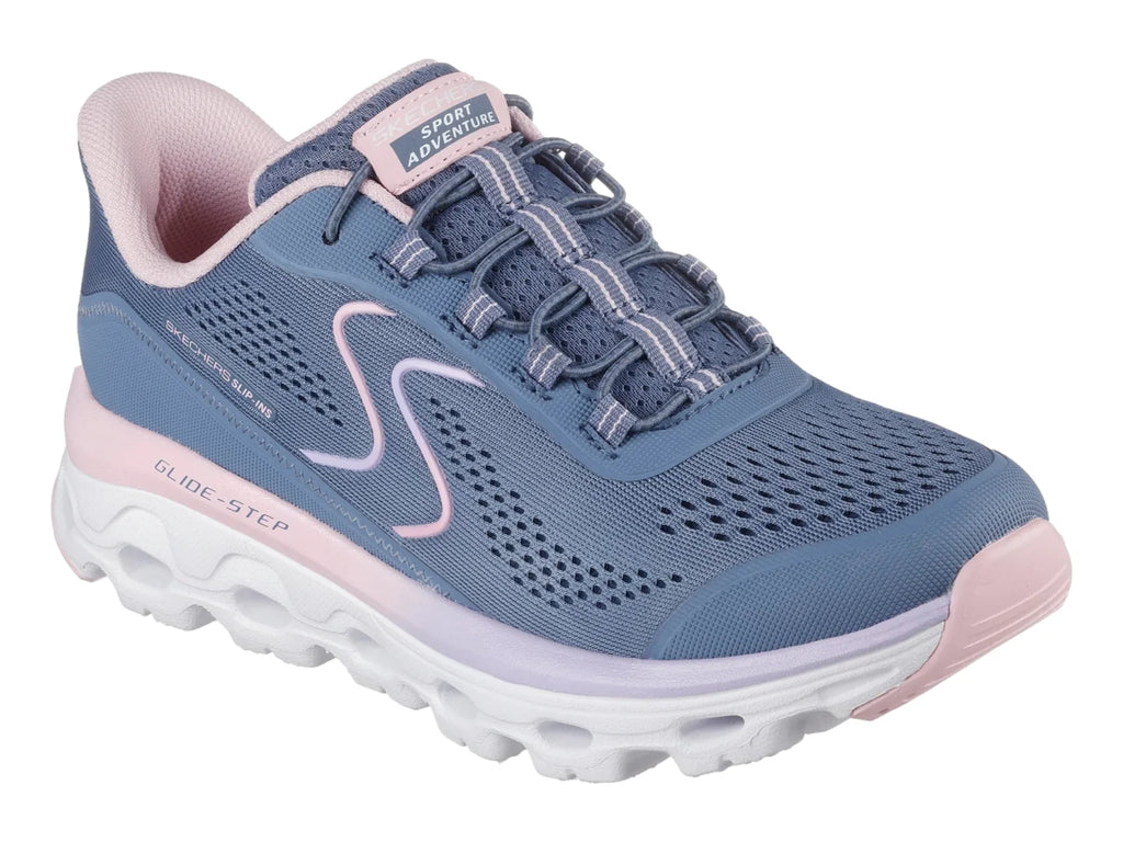 Tenis Skechers Glide Step Sole Azul y Rosa para Mujer