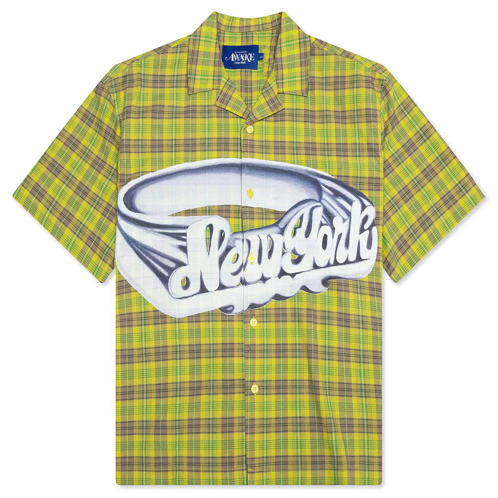 Printed Camp Collar Shirt Green