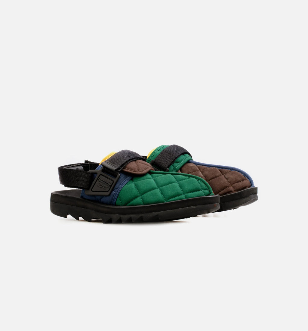 Beatnik Patchwork Mens Slides Green Blue