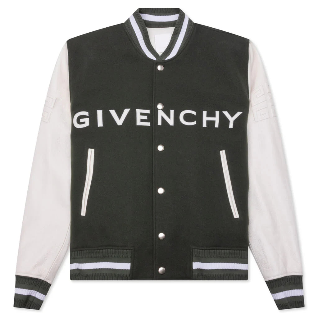 Varsity Wool Grained Leather Greyish Green
