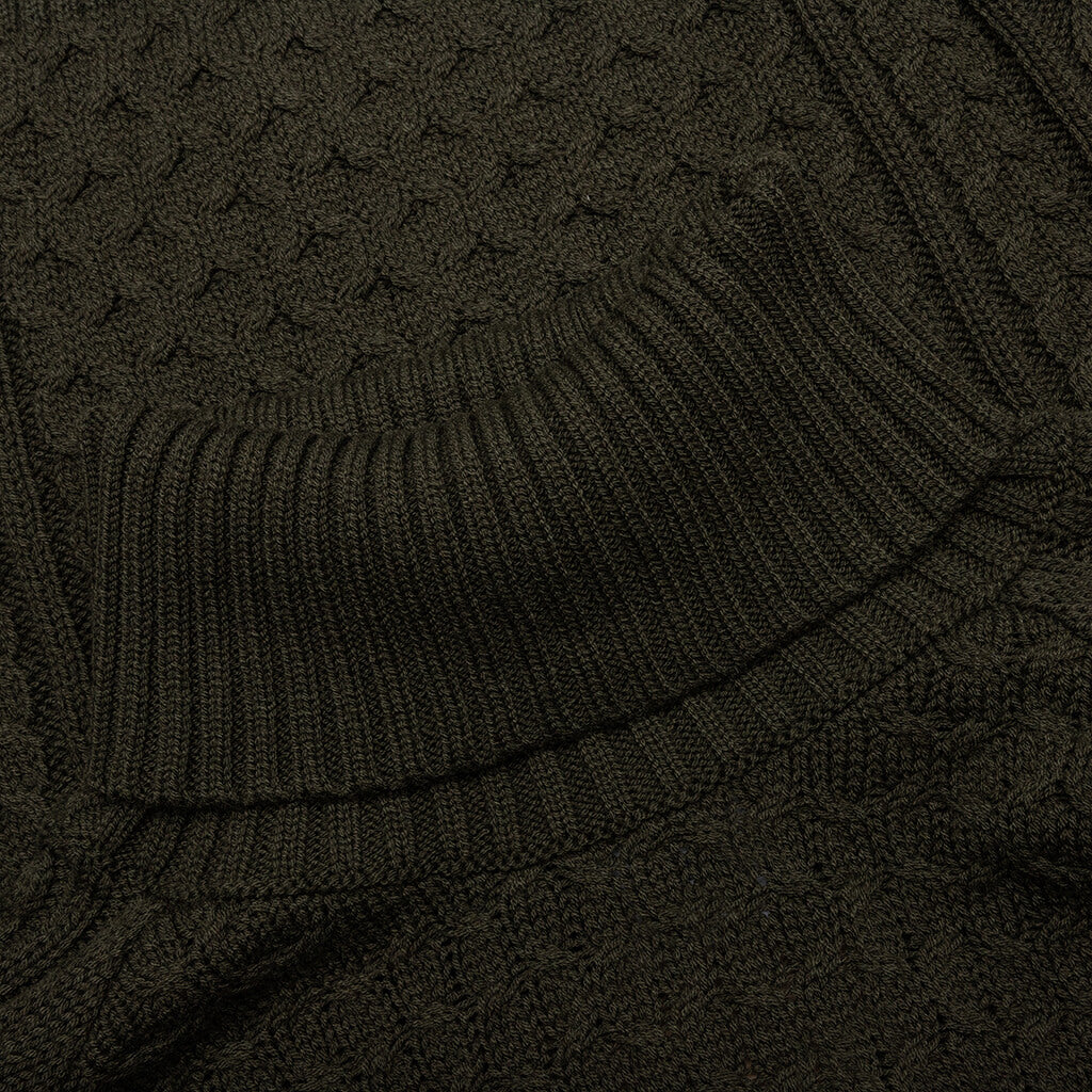 Nike Life Cable Knit Turtleneck Sweater Cargo Khaki