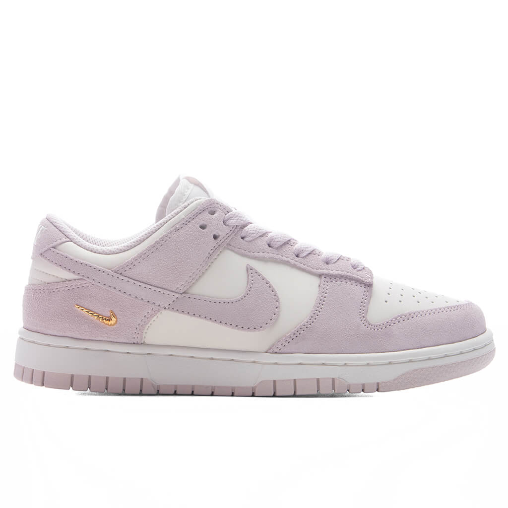 Womens Dunk Low SE Sail Pearl Pink White Metallic Gold