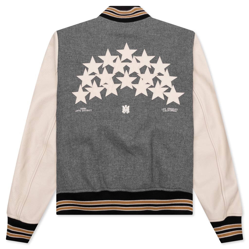 Oversized Stars Varsity Jacket Grey
