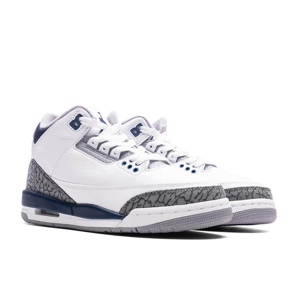 Air Jordan 3 Retro GS White Midnight Navy Cement Grey