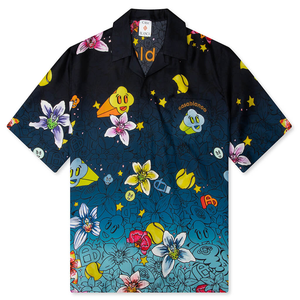 Collage DIcones Graphiques S S Silk Shirt Multicolour