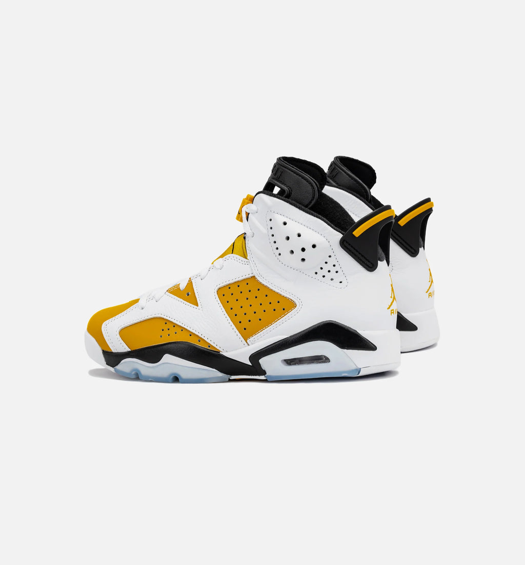 Air Jordan 6 Retro Yellow Ochre Mens Lifestyle Shoe White Yellow Ochre Black Free Shipping