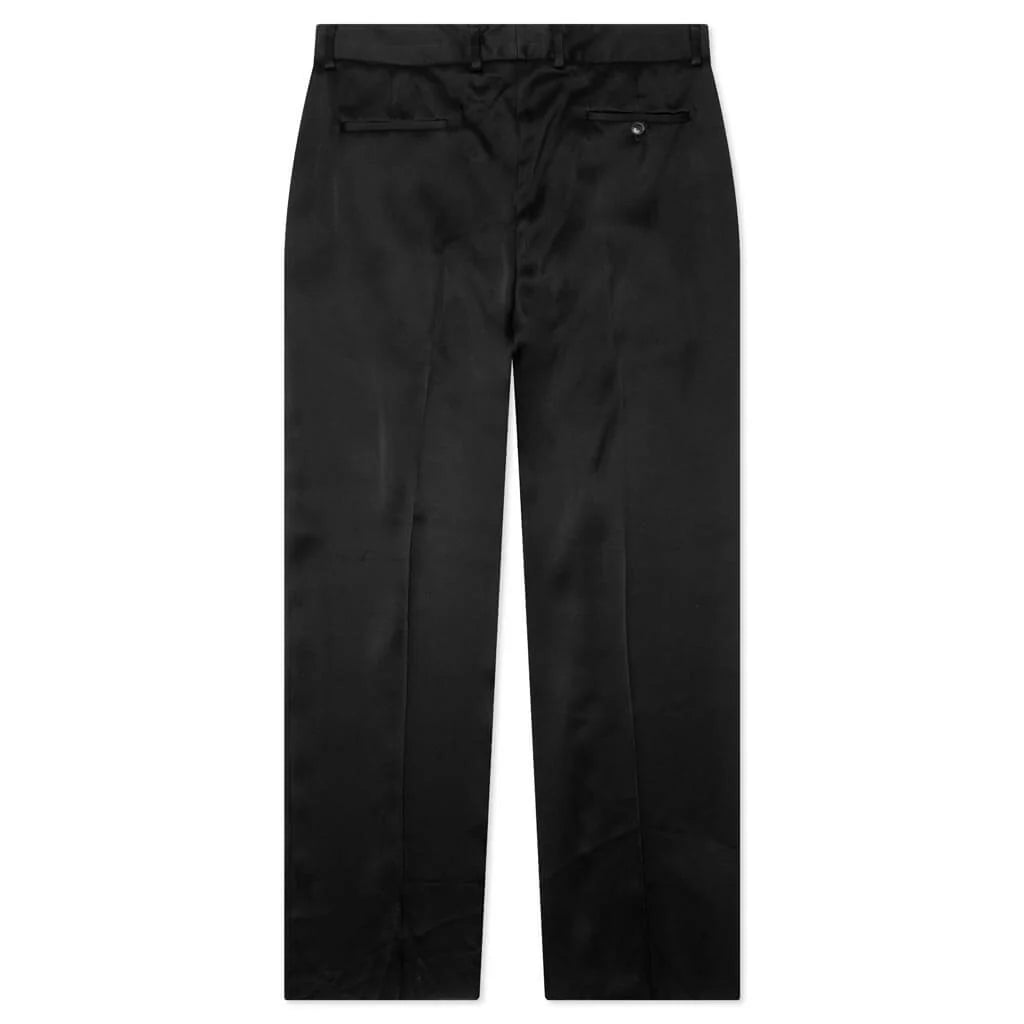 Double Pleat Shiny Trouser Black
