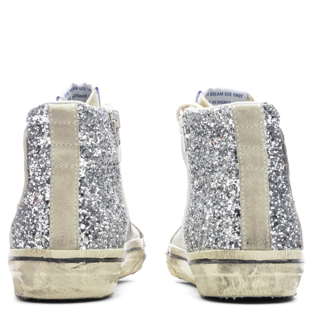 Womens Slide Sneaker Silver White Marble