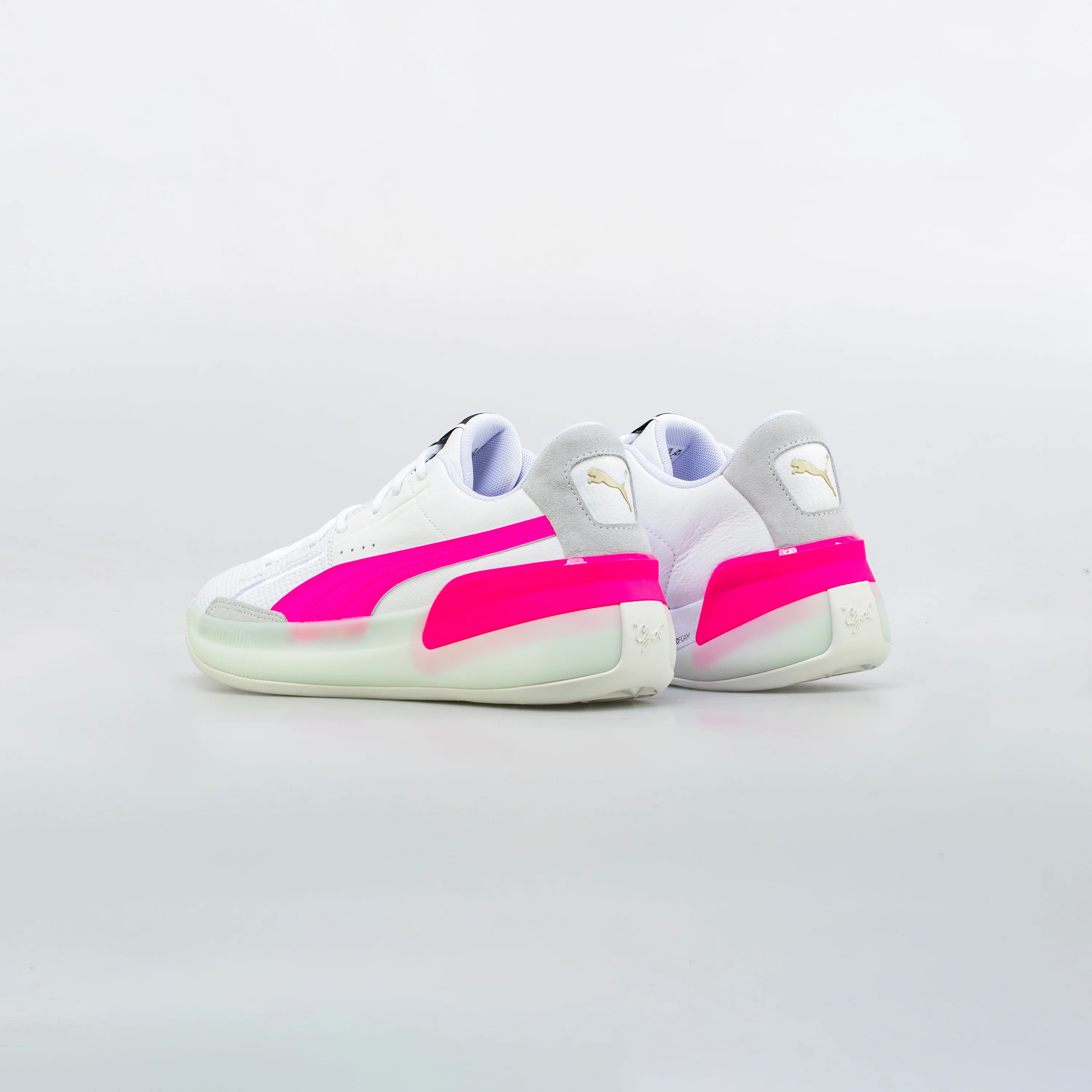 Clyde Hardwood Mens Basketball Shoe White Pink