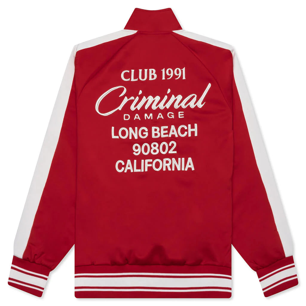 Pin Tuck Half Zip Track Top Red Ecru