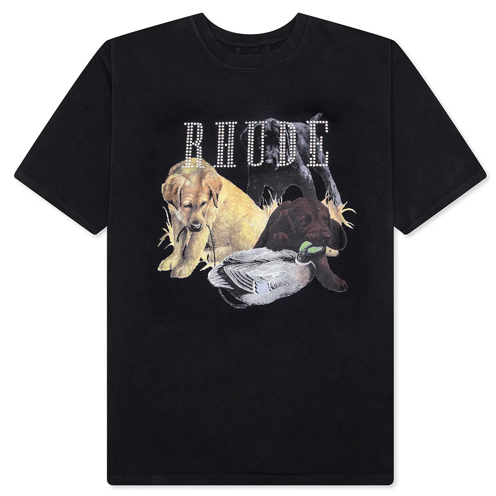 Rhinestone Hunting Dog Tee Vintage Black