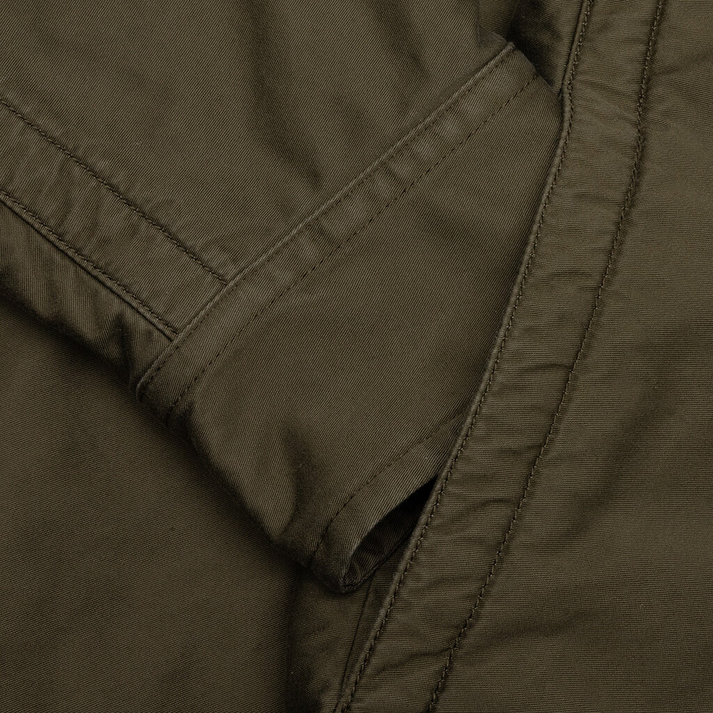 Padded Cotton Satin Shirt Military Green