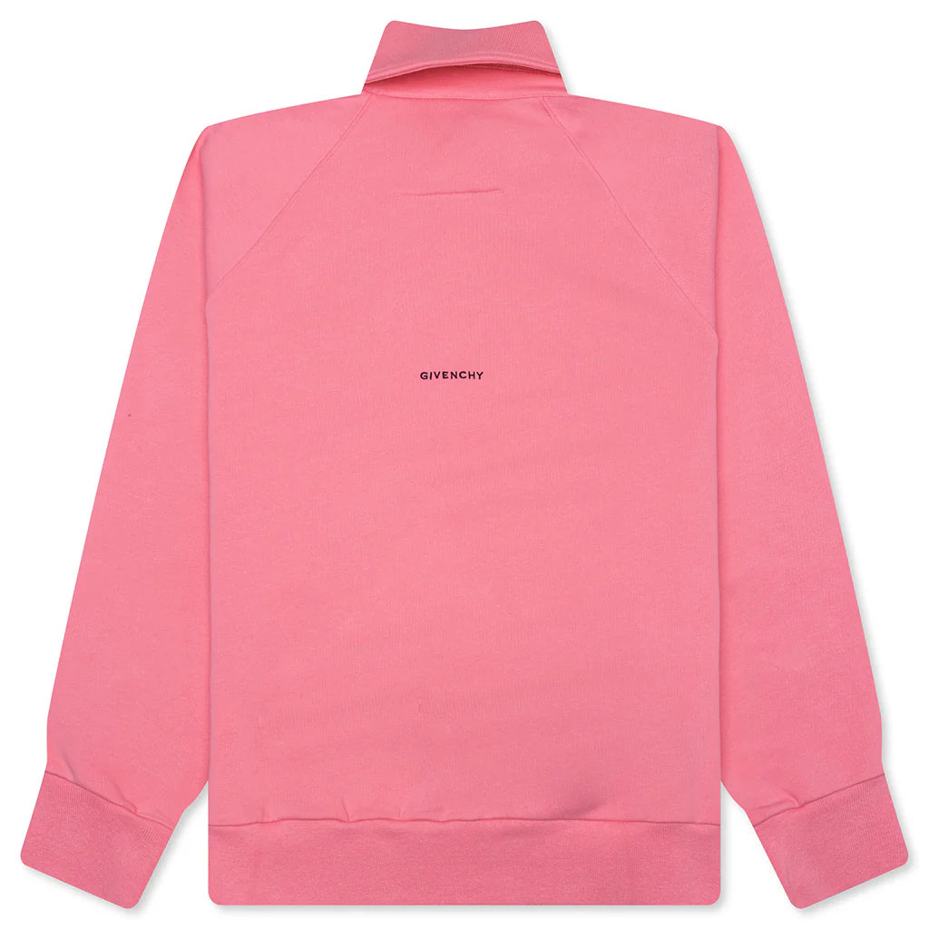 Logo Embroidered Long Sleeve Polo Shirt Candy Pink