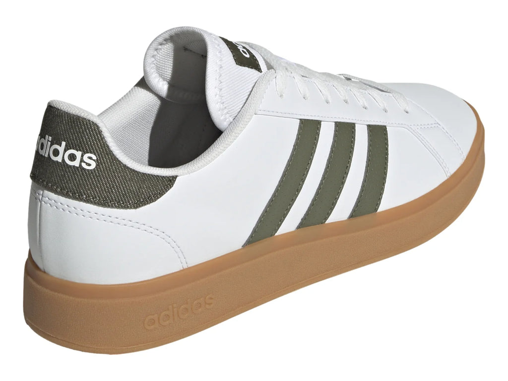 Tenis Adidas Grand Court Base 20 Blanco y Verde Oliva para Hombre
