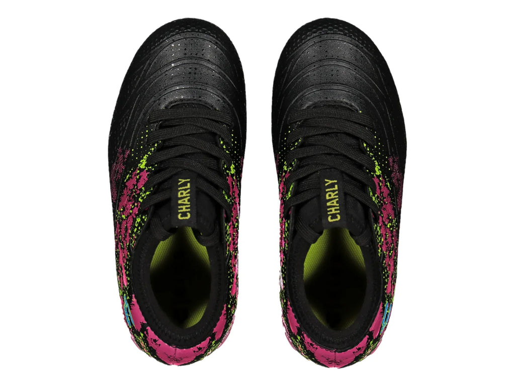 Tenis de Fútbol Charly FG Negro con Fucsia para Niño