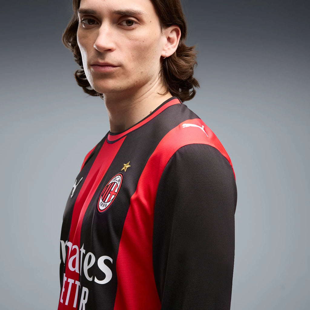 PUMA AC Milan Home Long Sleeve Mens Soccer Jersey 2026 Black Red