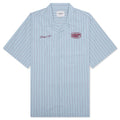 S S Hendry Shirt Seaton Stripe Frosted Blue Mulberry