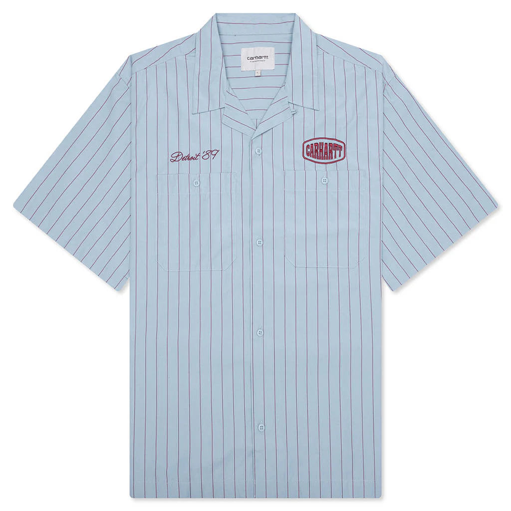 S S Hendry Shirt Seaton Stripe Frosted Blue Mulberry