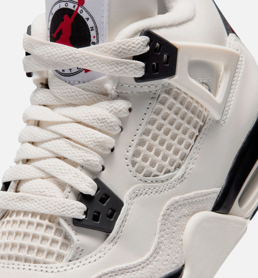 Air Jordan 4 Retro Flight Club Grade School Lifestyle Shoe Sail Black University Red