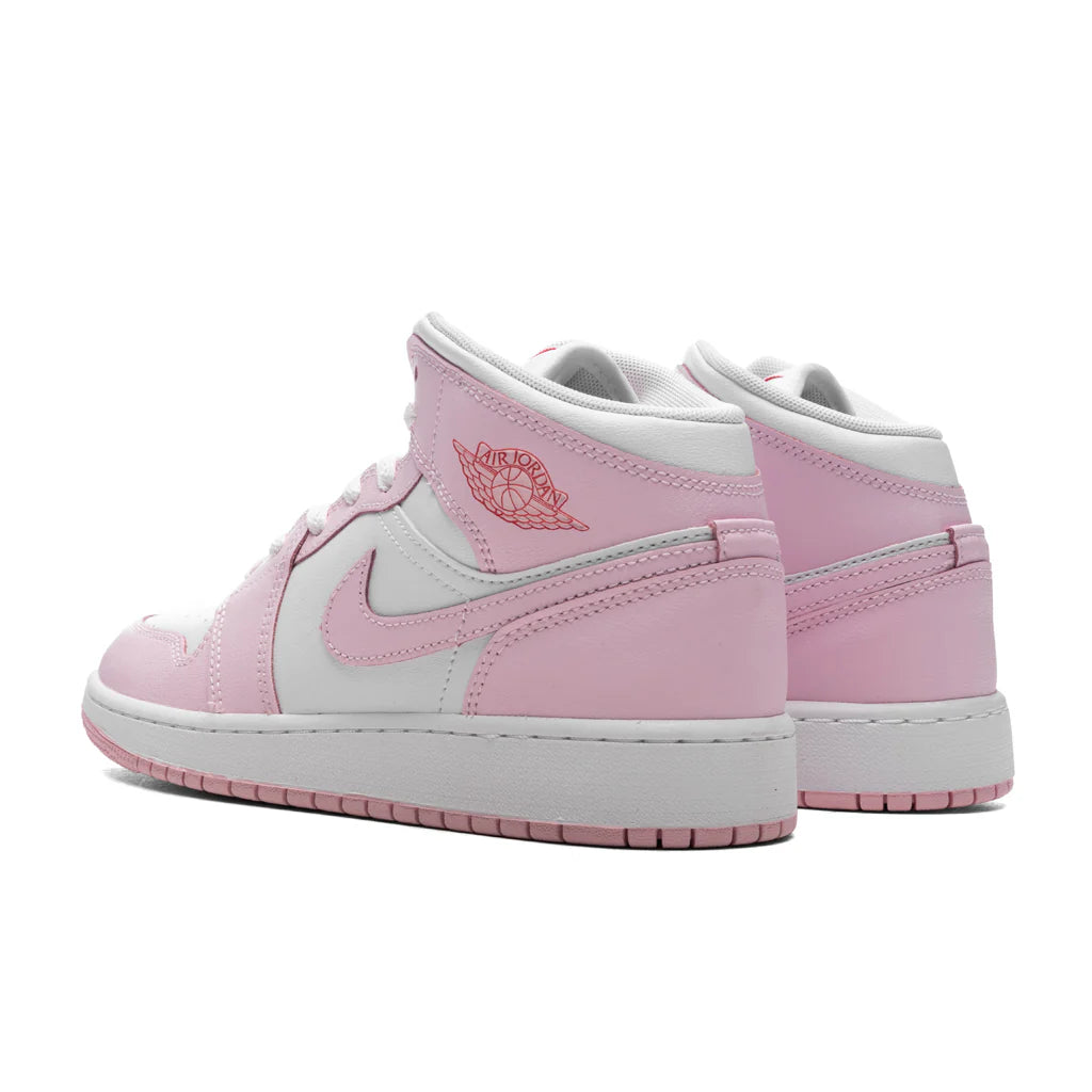 Air Jordan 1 Mid GS Pink Foam White Fire Red