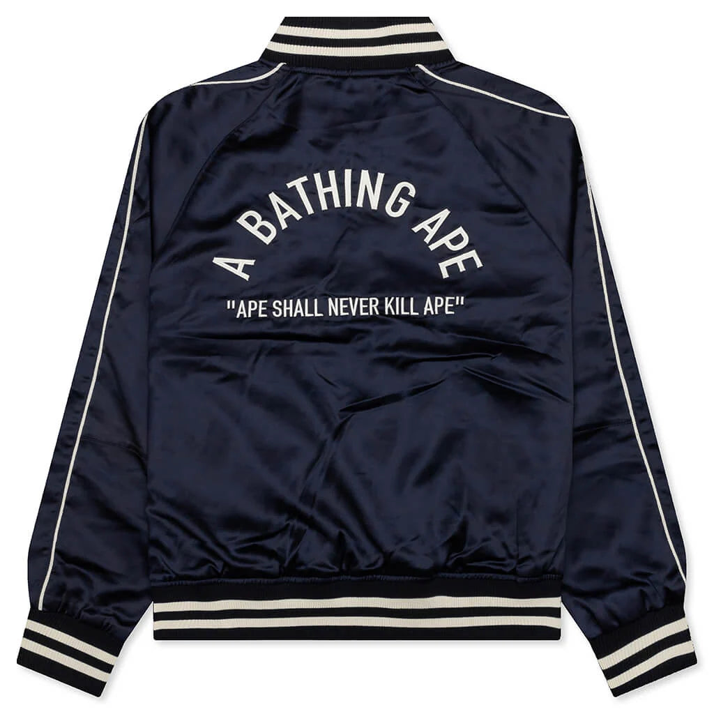 A Bathing Ape Nylon Varsity Jacket Navy