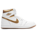Womens Air Jordan 1 Retro High OG White Metallic Gold Gum Light Brown