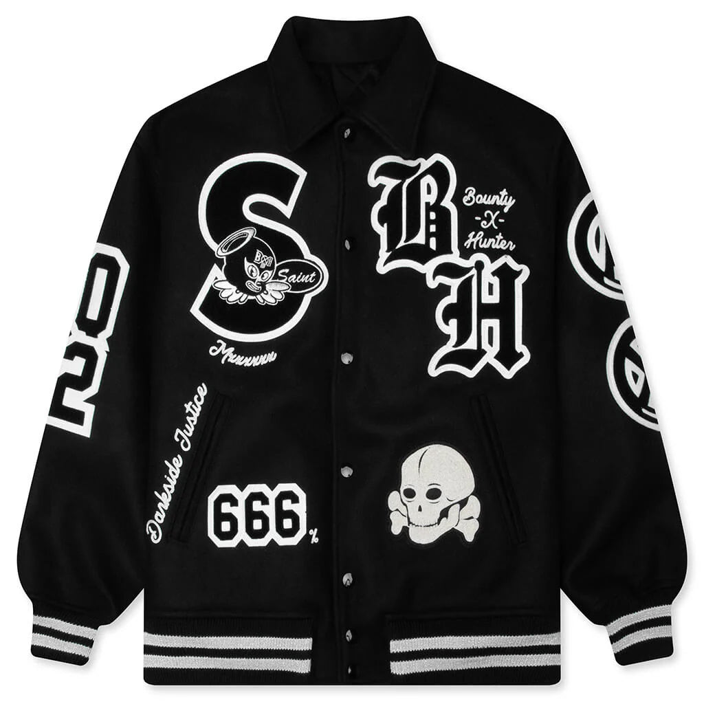 Saint M6 x Bounty Hunter Snt Hunter Varsity Jacket Black