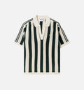 Clot x Adidas Knitted Polo Mens Short Sleeve Shirt Green Night Cream White