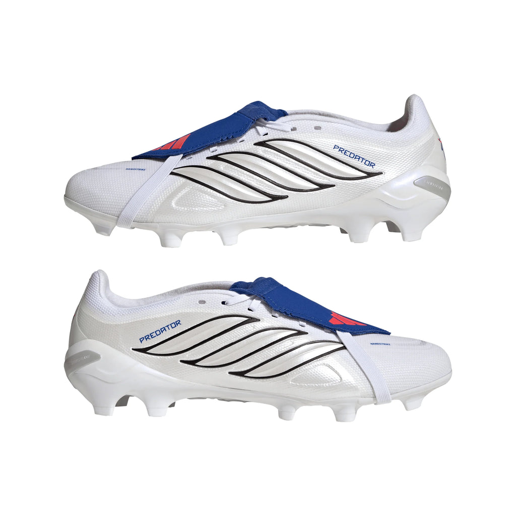 adidas Predator League Fold Over Tongue FG Firm Ground Mens Soccer Cleats White Zero Metallic Blue