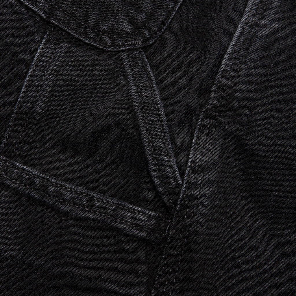 Single Knee Short Black Stone Washed
