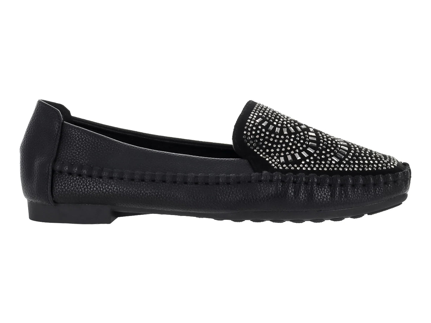 Zapato Mocasín ROZE Negro con Pedrería para Mujer