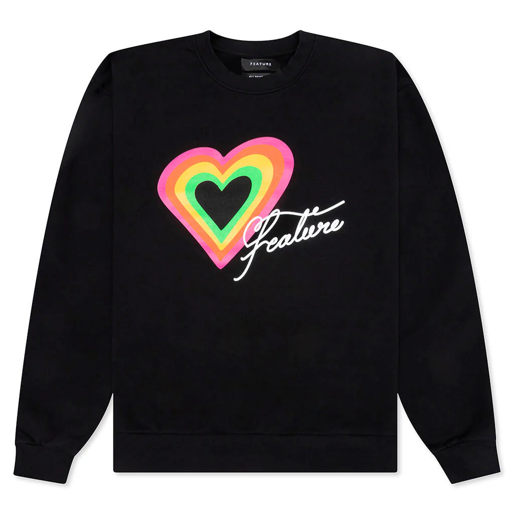 Heart Script Crewneck Sweater Black