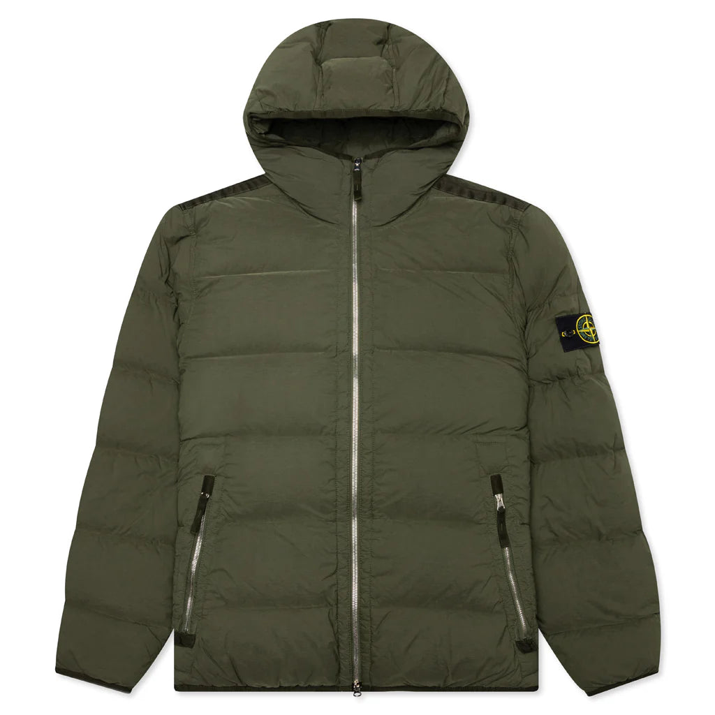 Real Feather Hooded Jacket Olive