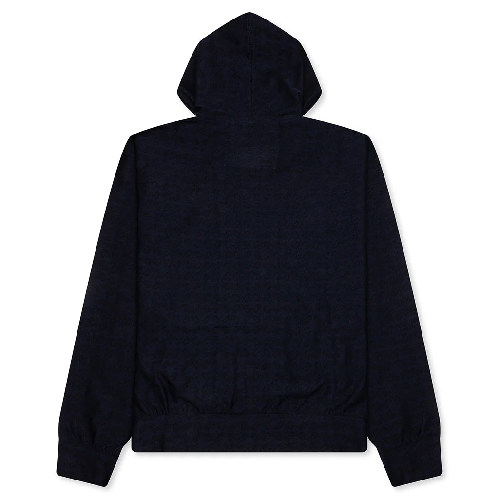 Zipped Hoodie In Monogram 72 Jacquard Black Navy