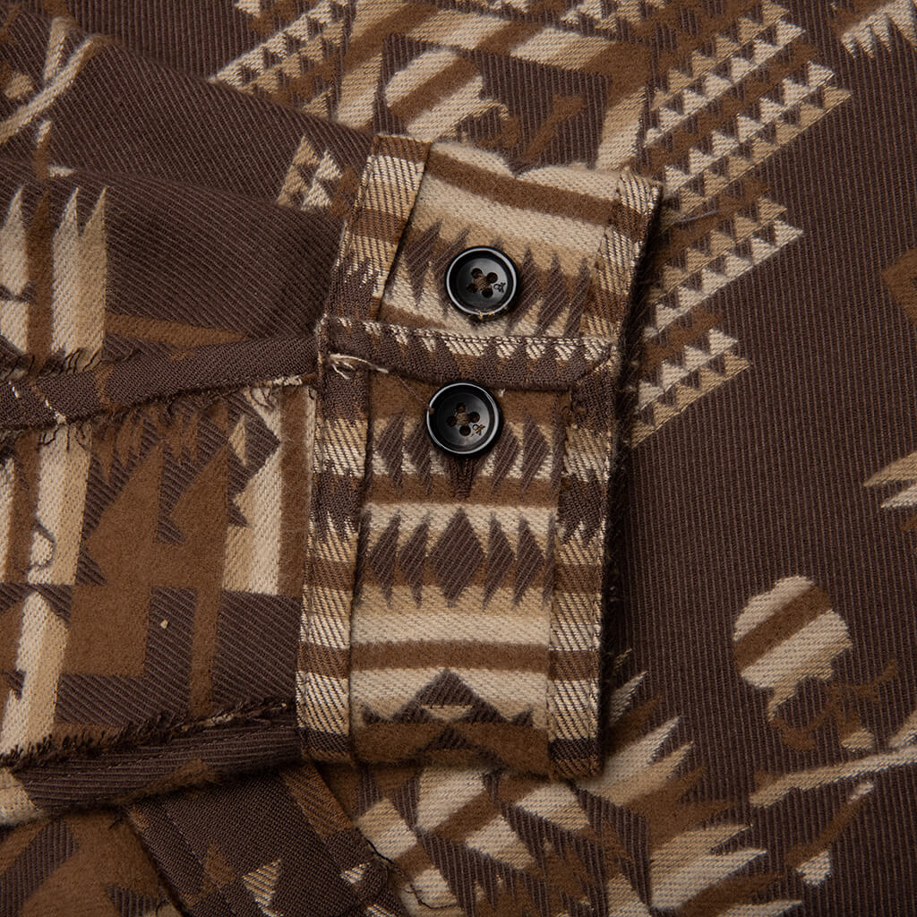 Chimayo Jacquard Button Down Shirt Brown