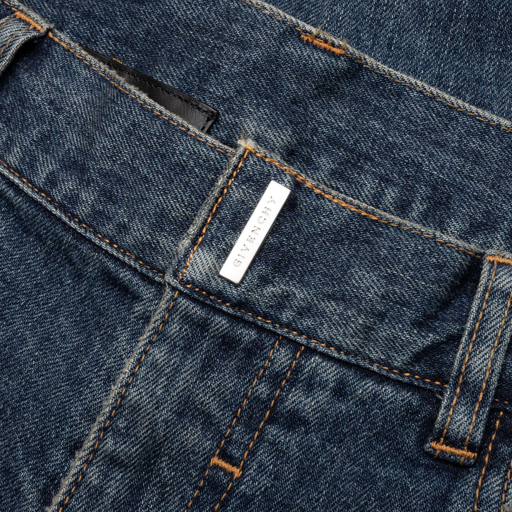 Distressed Denim Trousers Indigo Blue