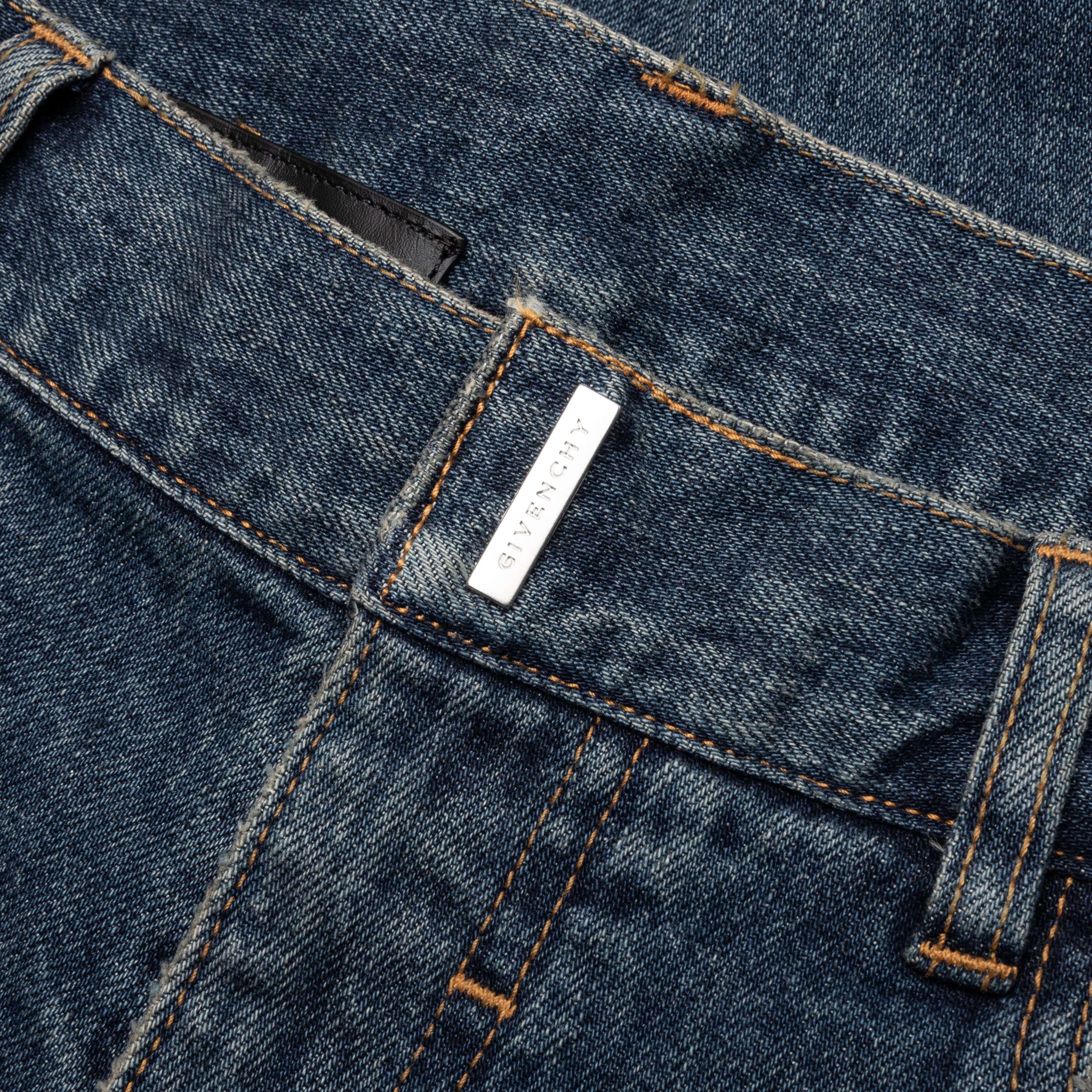 Distressed Denim Trousers Indigo Blue