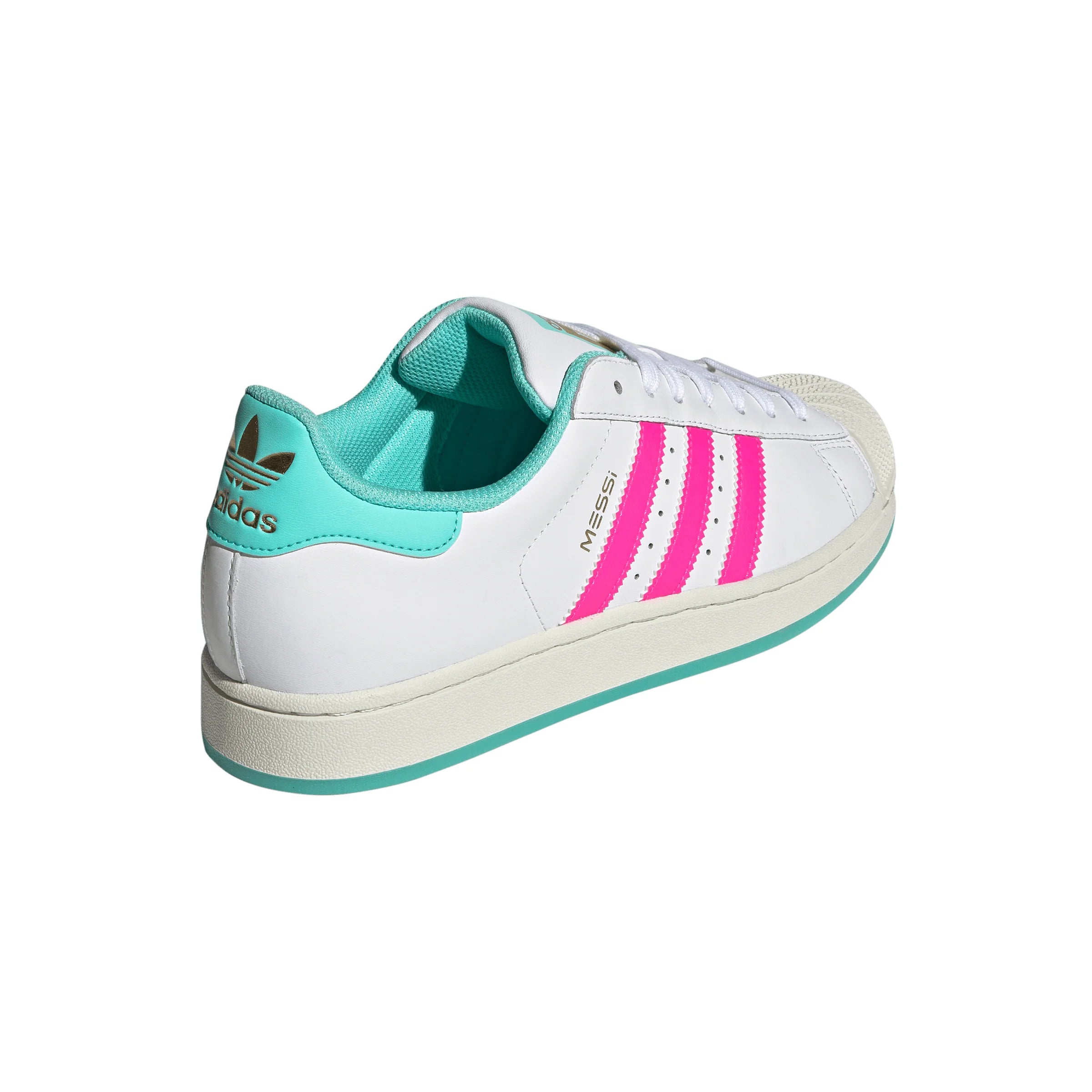 adidas Superstar Messi Mens Soccer Shoes White Pink Aqua