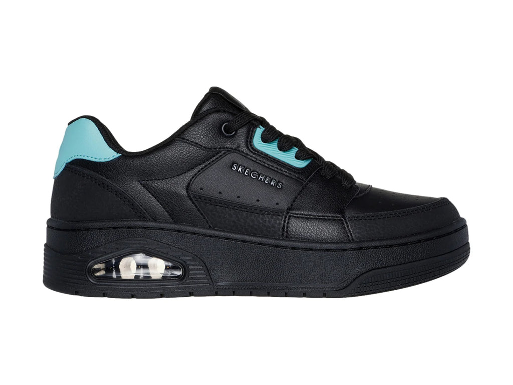 Tenis Skechers One Court Negro con Turquesa para Mujer