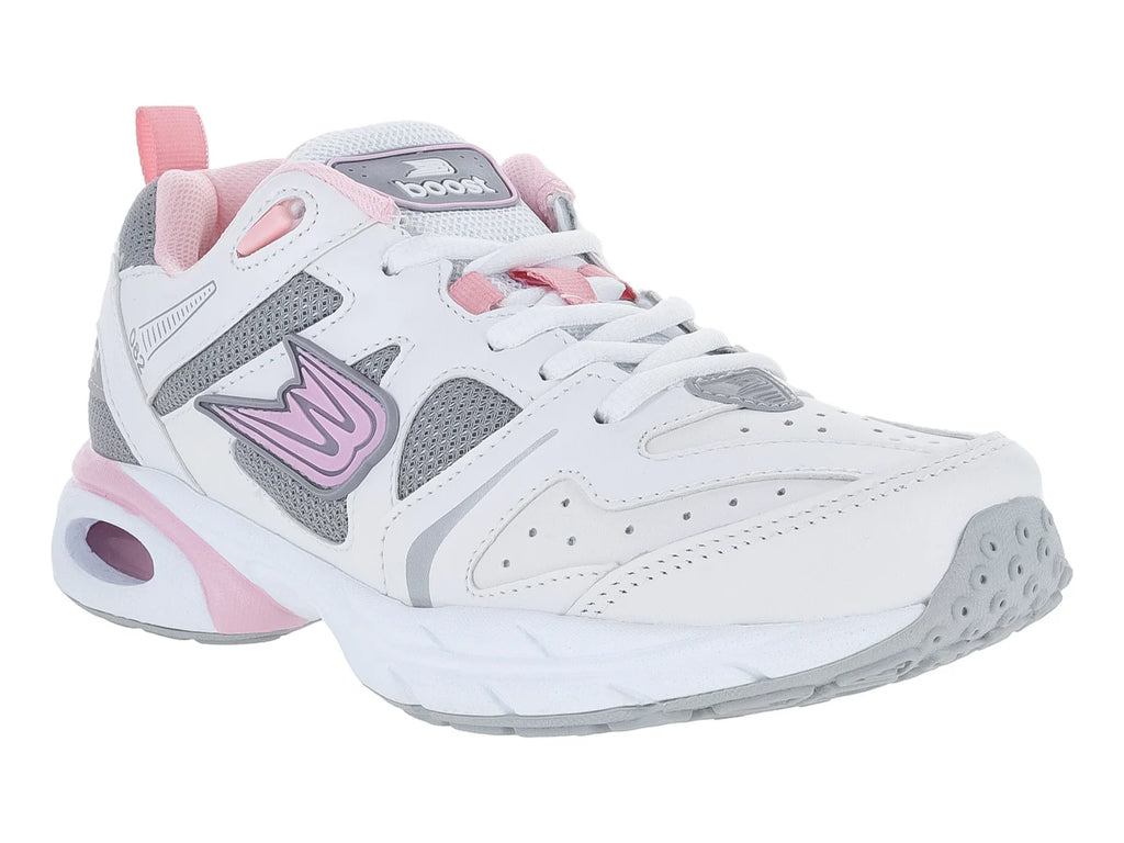 Tenis BOOST Blanco Gris y Rosa para Mujer
