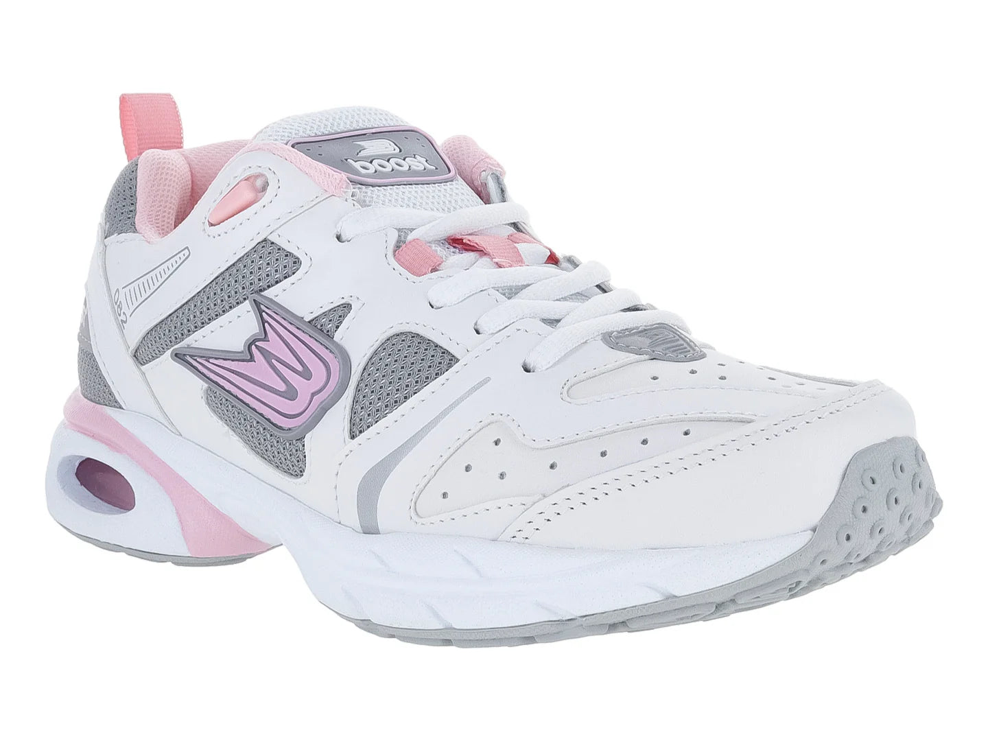 Tenis BOOST Blanco Gris y Rosa para Mujer