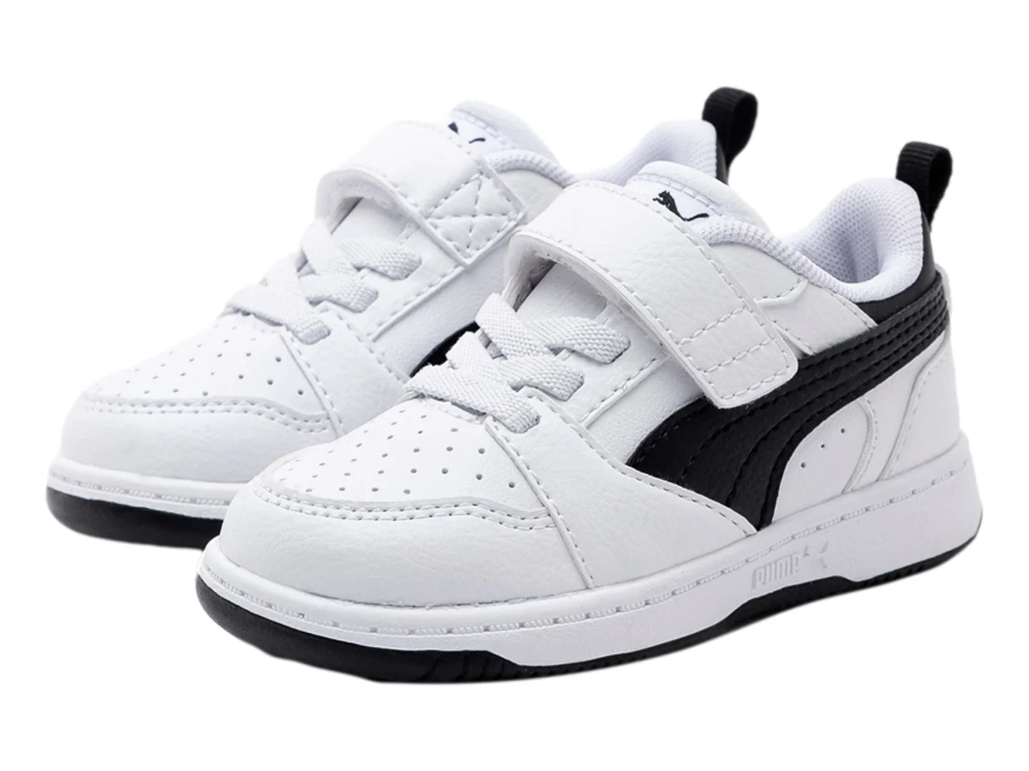 Tenis PUMA Rebound V6 Lo AC Blanco y Negro para Niño