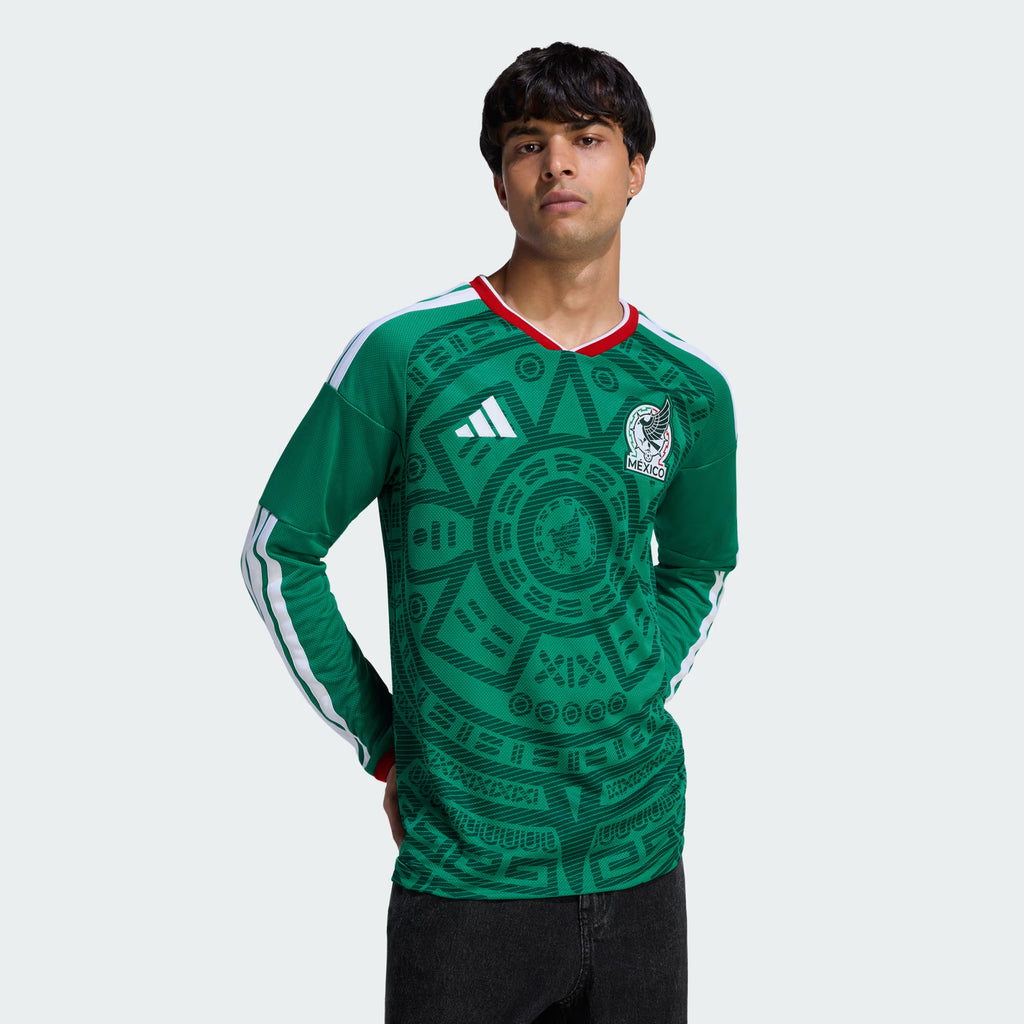 adidas Mexico Home Long Sleeve Mens Soccer Jersey 2026 Green
