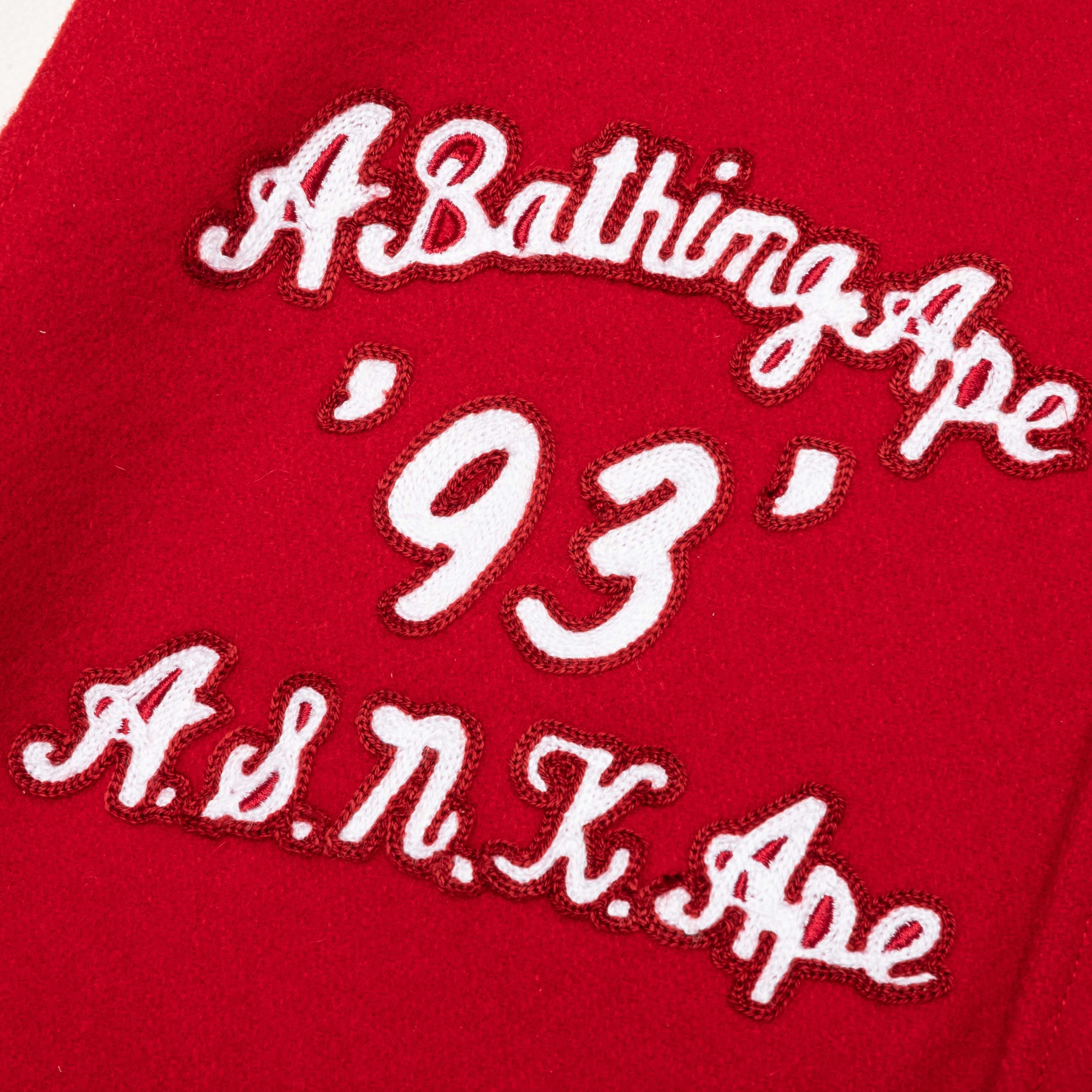 Bape Multi Motif Varsity Jacket Red