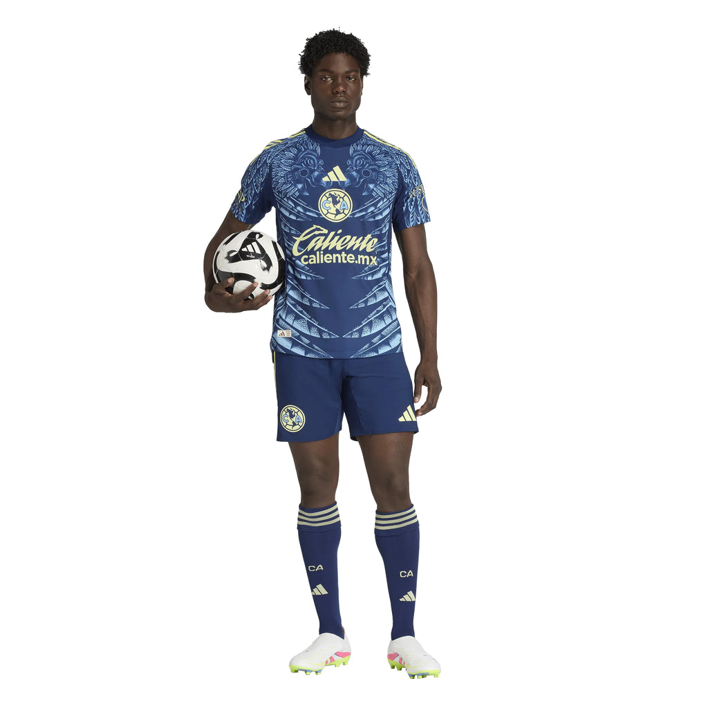 adidas Club América Mens Away Authentic Soccer Jersey 25 26 Blue