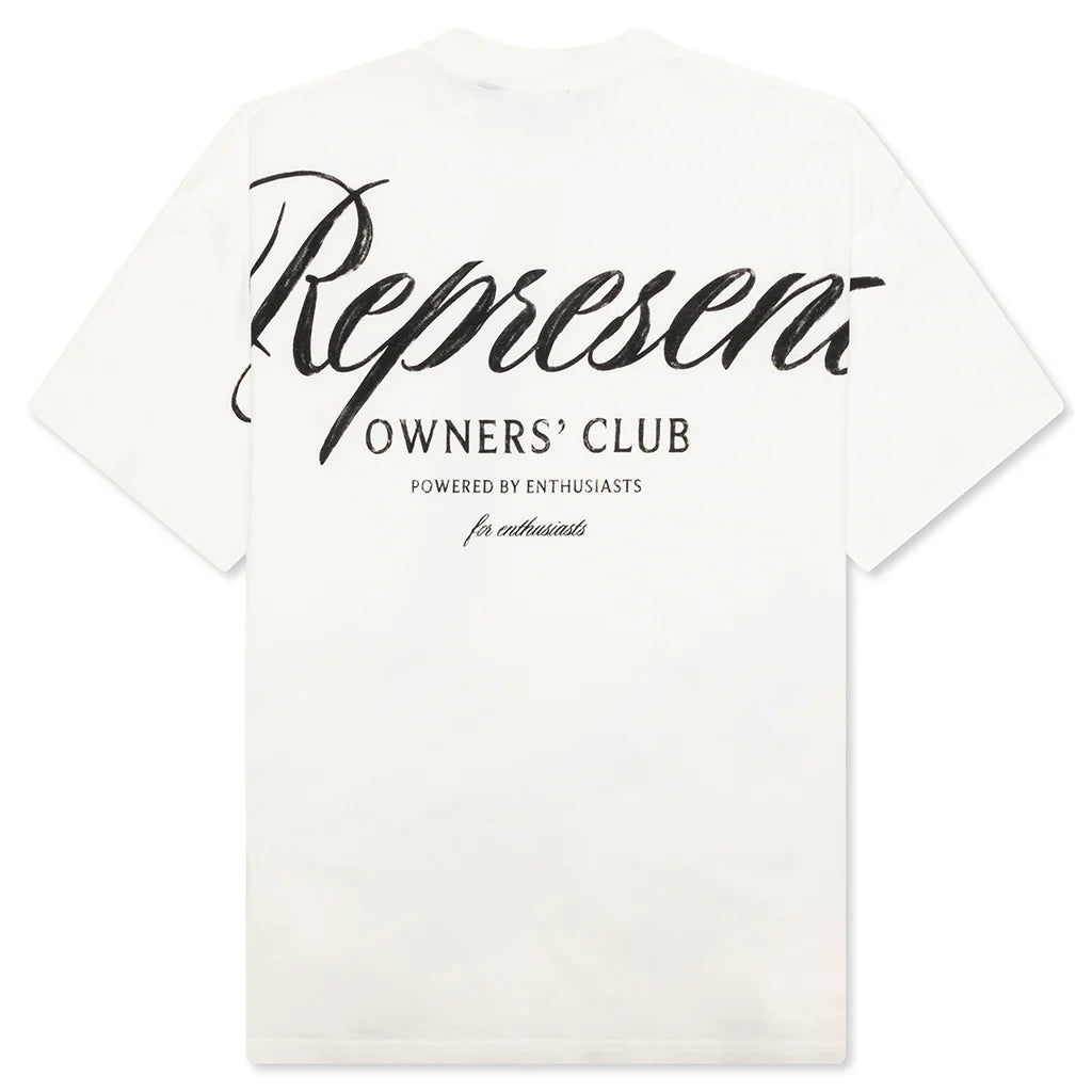 Owners Club Script T Shirt Flat White