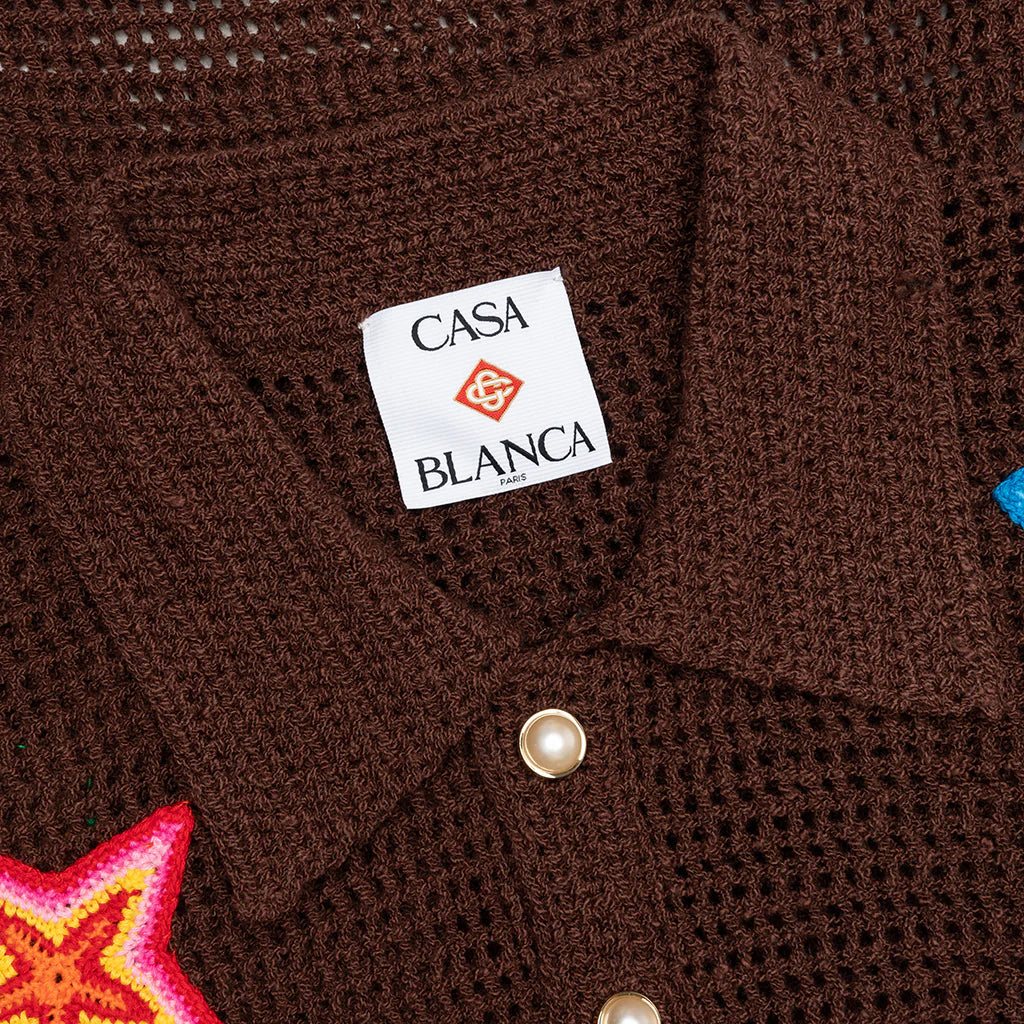 Crochet Polo with Patches Brown