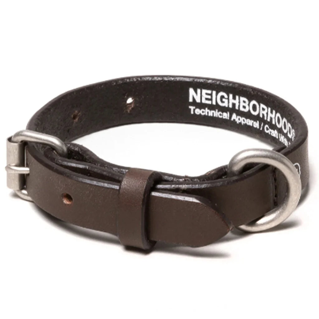 Wide Leather Dog Collar Brown