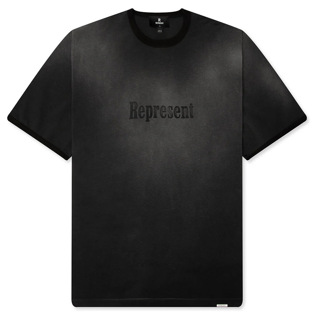 Represent Ringer T Shirt Stained Black